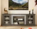 Goldoma 70" Modern TV Stand with Faux Stone Finish and Storage