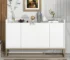 Goldoma Modern Sideboard Buffet Cabinet with Push-to-Open Doors – White and Gold, 47.2"