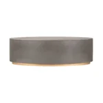 Goldoma 28 inch gray and brass oval coffee table with concrete top in a modern living room