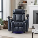 Goldoma 270° Power Swivel Recliner with Hidden Arm Storage and LED Light Strip – styled in a modern Recliners setting