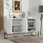 Goldoma Modern Sideboard Buffet Cabinet with Push-to-Open Doors – White and Gold, 47.2" – top view