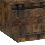 Goldoma 47 inch coffee table with drawer and shelf in brown and black melamine veneer