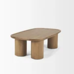 Goldoma 55-inch solid wood oval coffee table in natural finish, a large Scandinavian-inspired coffee table for living room