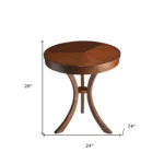 Goldoma 26 inch rustic round end table in medium brown distressed finish, perfect as a sofa side table