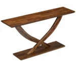 Goldoma Modern Rustic Console Table with cross-leg design in oak finish - solid wood and MDF rustic console table for entryway or living room