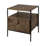 Goldoma 24 inch rustic brown solid wood square end table with lower shelf