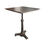 Rustic side table - 30-inch brown iron square pedestal end table with distressed finish placed beside a sofa