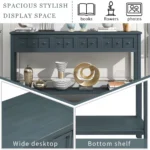 Goldoma rustic navy console table with four drawers and bottom shelf in a living room setting