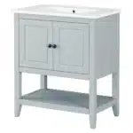 Goldoma 30" Modern Bathroom Vanity with Ceramic Sink and Solid Wood Frame – side view