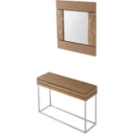 Goldoma 47-inch antique console table with drawer and mirror in brown and silver finish for entryway or living room