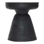 Black farmhouse solid wood end table - 18 inch round wooden accent table for living room