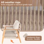 Outdoor Durable 2pc Acacia Wood & Rope Modern Patio Chat Set Waterproof Fabric Loveseat + Coffee Table for Garden - Image 3