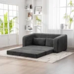 Soft chenille loveseat sofa bed with convertible armrest and backrest in modern tufted design