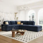 Goldoma L-Shape Padded Modular Sofa with Storage, USB Ports, and Cup Holders – in a cozy room setting