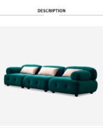 Goldoma L-shaped velvet sleeper sofa in modern living room with chaise and pull-out bed