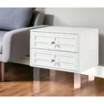 HMS 24" White and Clear Wood and Acrylic End Table with Two Drawers for Living Room Furniture