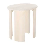 Goldoma natural solid wood oval end table with wabi-sabi farmhouse finish placed beside a sofa in a living room