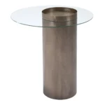 Goldoma antique gold end table with mirrored glass top and off-center storage tray in living room setting