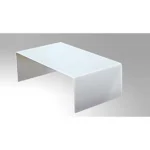 Farmhouse white glass coffee table with wooden sled base - Goldoma 24 inch rectangular coffee table