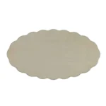 Antiqued white oval coffee table - 50-inch solid wood distressed finish coffee table with scalloped edge