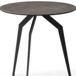 Goldoma 20 inch black and gray ceramic round end table with black iron base in a modern living room setting