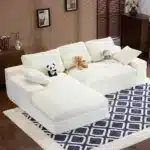 Modular Convertible L-Shape Sectional Sofa, Corduroy Upholstered Couch with Tufted Back, No Assembly Required – close-up