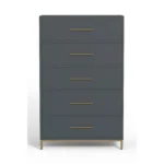 Goldoma 33-Inch 5-Drawer Dresser Gray Solid Wood for Bedroom – side view