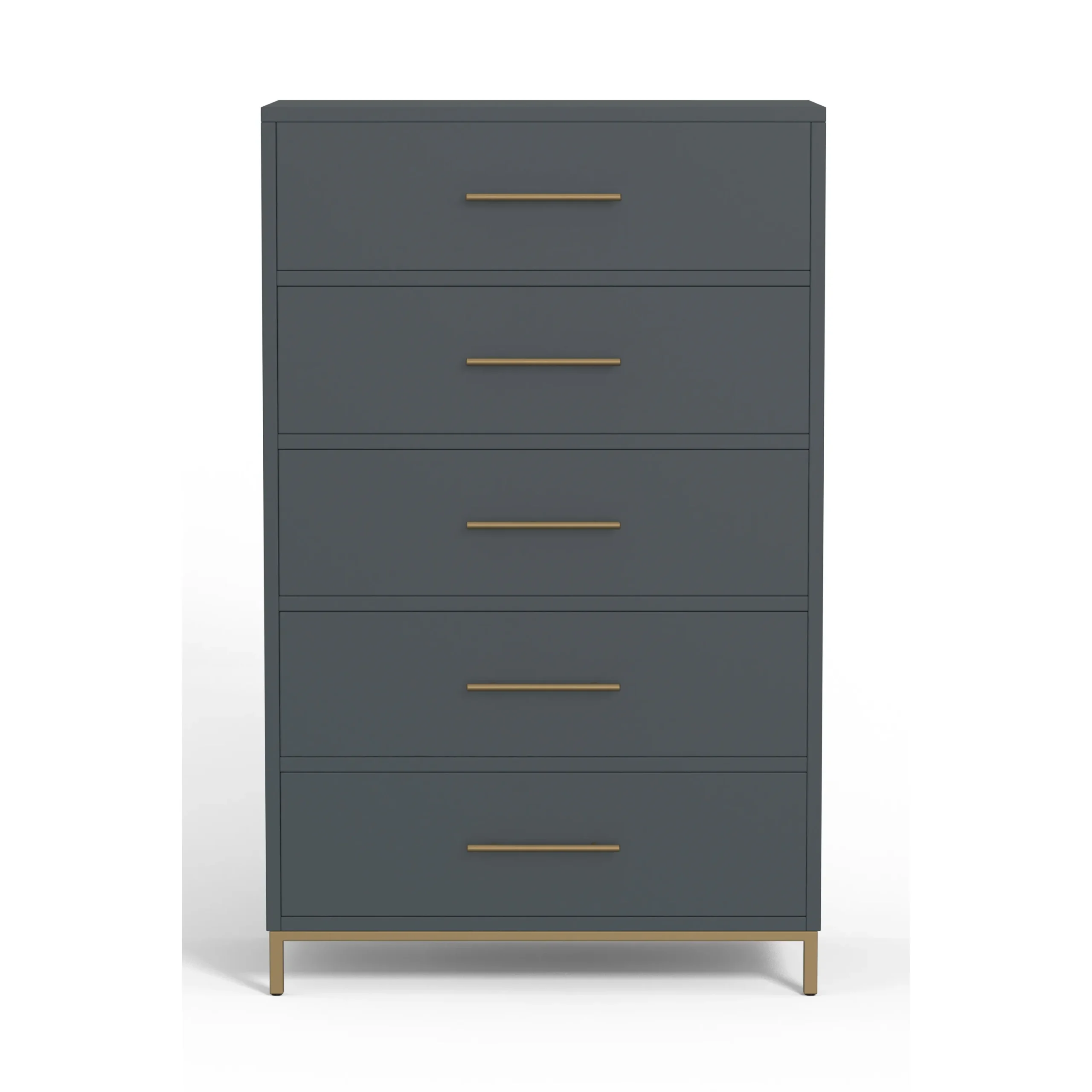 Goldoma 33-Inch 5-Drawer Dresser Gray Solid Wood for Bedroom