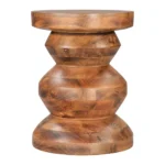 21" HMS Brown Solid Wood Round Pedestal End Table for Living Room Furniture - Image 3