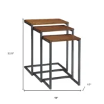 Goldoma 24 inch compact rectangular end table with brown wood top and black metal frame in living room