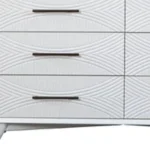 Goldoma 56 inch white solid wood six-drawer dresser with antique stainless steel handles - perfect bedroom storage