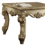 Goldoma 26 inch gold patina square end table in living room setting with elegant finish