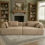 Full-Foam Modular Sofa 96" Boucle 2-Piece Sectional Rounded Arms Eco-Friendly Durable Design Cloud-Like for Living Room