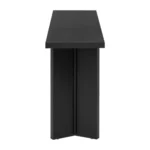 Goldoma modern console table with pine veneer and geometric legs in gray and black finish