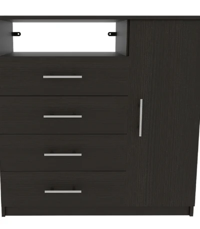 Goldoma 36 inch four drawer combo dresser with mirror in black finish for bedroom organization