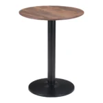 Goldoma 24 inch round end table with white veneer top and black pedestal base in a living room setting