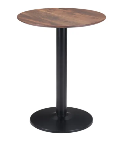 Goldoma 24 inch round end table with white veneer top and black pedestal base in a living room setting