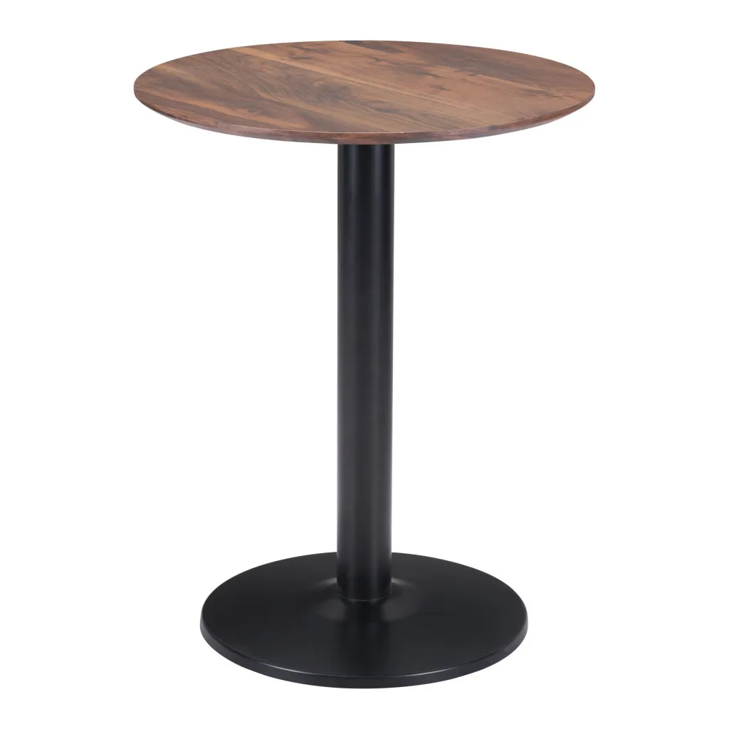 He582b402de9a4d6e9075ce538e34c7caD.webp Goldoma 24 inch round end table with white veneer top and black pedestal base in a living room setting