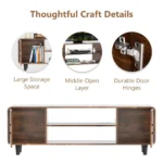 Goldoma 55 inch TV stand with storage cabinets in rustic brown finish