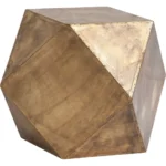 Goldoma 19 inch distressed brass square block end table in living room