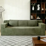 Goldoma convertible corduroy sofa set with deep seat and memory foam in a modern living room