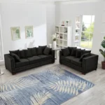 Goldoma convertible velvet loveseat sofa in apricot with tufted back and silver nailheads