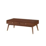 Goldoma Retro Coffee Table with 2 Drawers Dark Brown Wood Veneer | Living Room Furniture