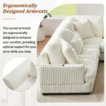Goldoma modular U-shaped sectional sofa with chaise lounge and sofa bed in soft corduroy fabric