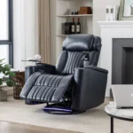 Goldoma 270° Power Swivel Recliner with Hidden Arm Storage and LED Light Strip – angled view