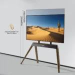 Goldoma TV floor stand for 40-86 inch TVs with height adjustment and cable management in a modern living room