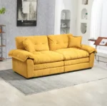 84" Chenille Convertible Modern Sofa Loveseat Deep Seat 2 Throw Pillows Memory Foam Living Room Apartment Office Lounge-Black - Image 10