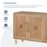 Goldoma carved flower storage cabinet with adjustable shelves for living room