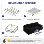 Frameless Sofa Set 2-in-1 Convertible Sofa Bed 3 Pillows-Plush Corduroy Fabric Modern Multi-Functional 3-Seater Apartment Sofa - Image 4
