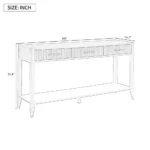 Goldoma modern solid wood console table with 3 drawers and shelves in entryway